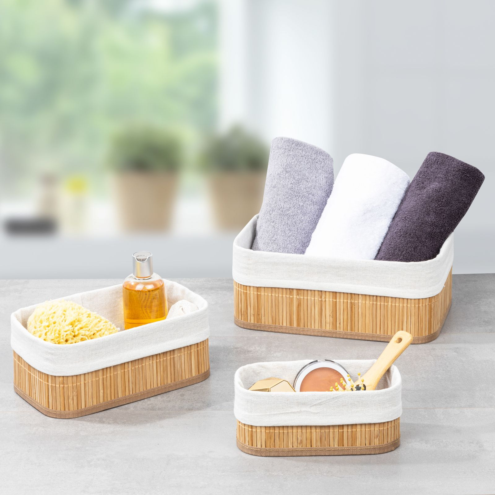 3Er Set Bambus Aufbewahrungsboxen Bad Organizer Kosmetik pertaining to Badezimmer Aufbewahrung
