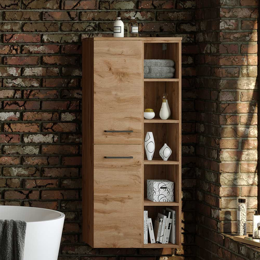55X135X35 Badezimmer Midischrank In Wildeiche Nb - Arazony throughout Midischrank Badezimmer