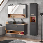 Bad Spiegelschrank 120 Cm Bologna-56 Inkl. Led Beleuchtung In Anthrazit Mit  Artisan Eiche Nb., B/H/T: Ca. 120/80/25 Cm for Badezimmer Spiegelschrank Led
