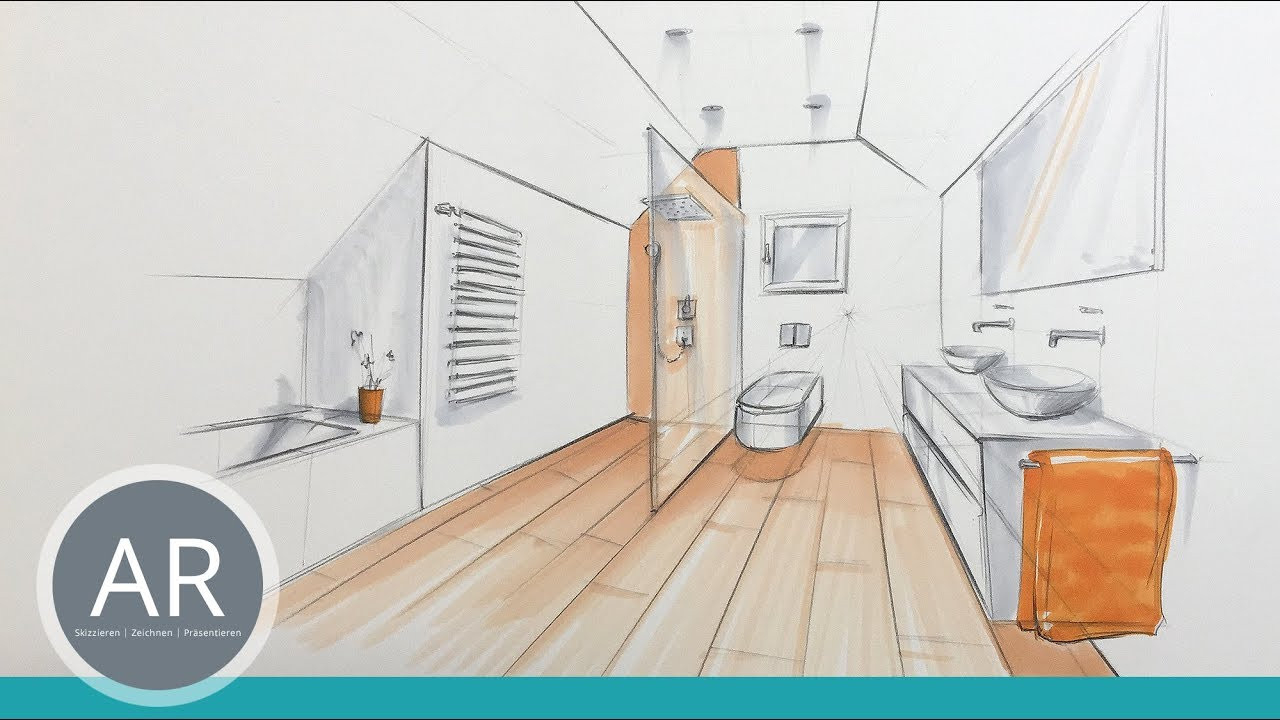 Bäder Skizzieren. Bad-Design-Skizzen. Innenarchitektur-Zeichnungen.  Mappenkurs Innenarchitektur. throughout Badezimmer Zeichnen
