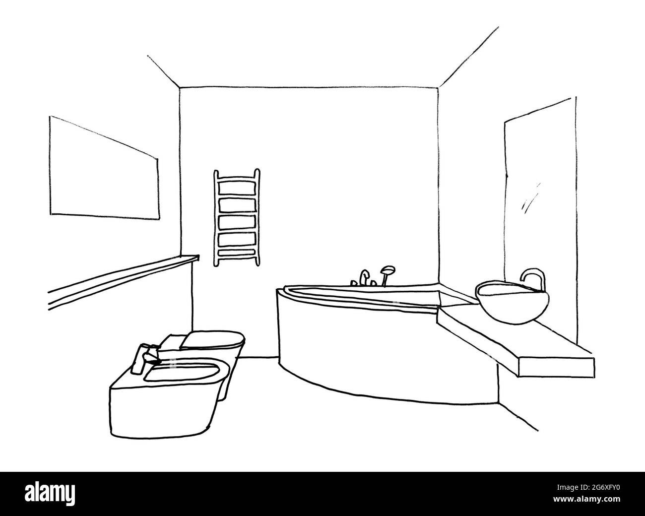 Badezimmer Inneneinrichtung Zeichnen Ausgeschnittene Stockfotos inside Badezimmer Zeichnen