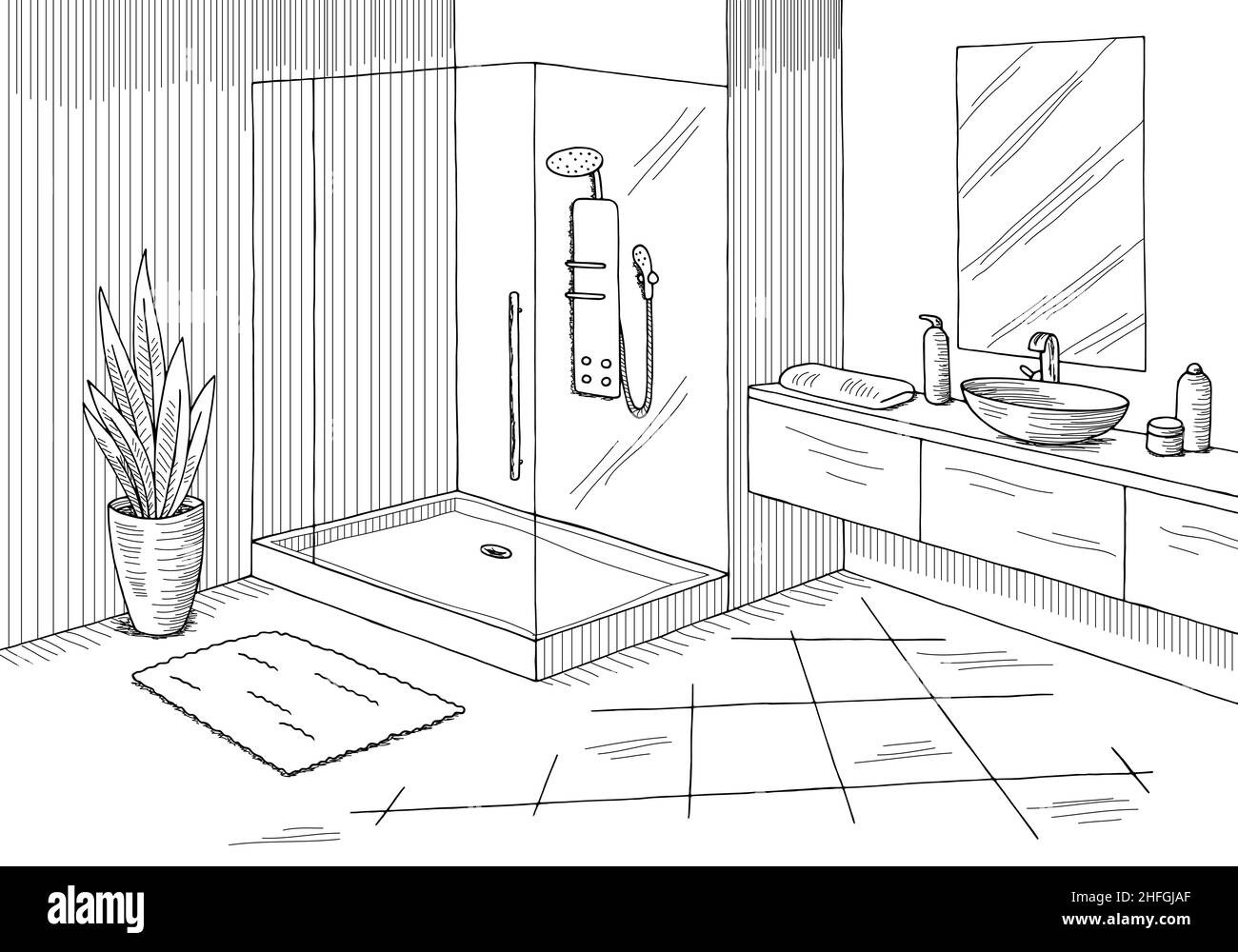Badezimmer Inneneinrichtung Zeichnen  Fotos Und  Bildmaterial In Regarding Badezimmer Zeichnen