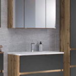 Badkombination Luna 2 Teilig 80Cm – Eiche/Grau – Modern Held | Emob In Badezimmer Holz Grau