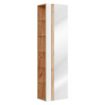 Badmöbel Capri Hochschrank Mit Spiegel | Eiche Weiß Pertaining To Badezimmer Hochschrank Mit Spiegel