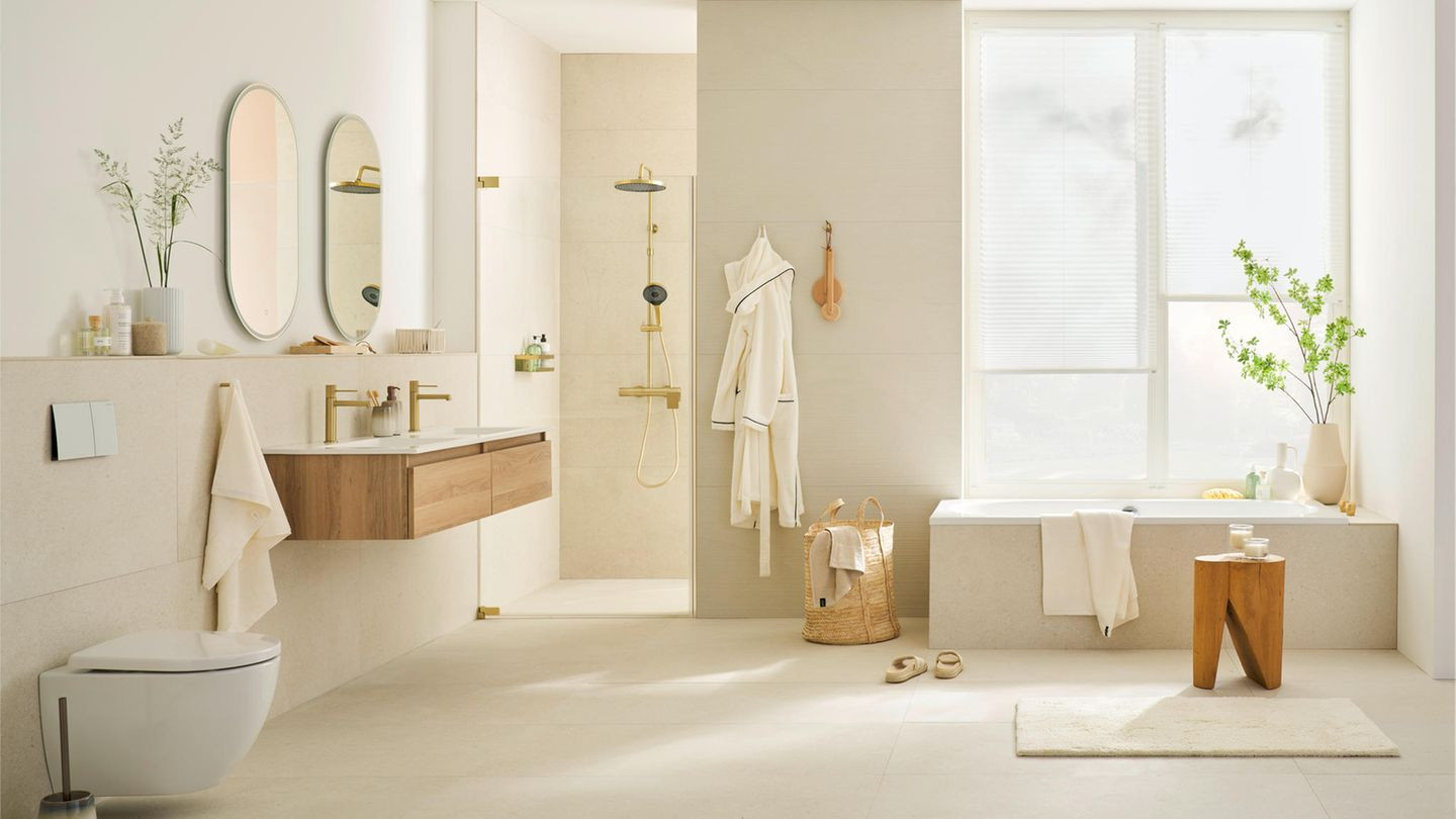 Beiges Badezimmer: So Wirkt'S Harmonisch - [Schöner Wohnen] in Badezimmer Beige Grau