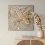 Bricoflor Maritimes Bild Mit Seestern Leinwand Bild Mit Strand Und Muscheln  Ideal Für Schlafzimmer Und Badezimmer Meer Wandbild In Beige Und Crème Intended For Wandbilder Für Badezimmer