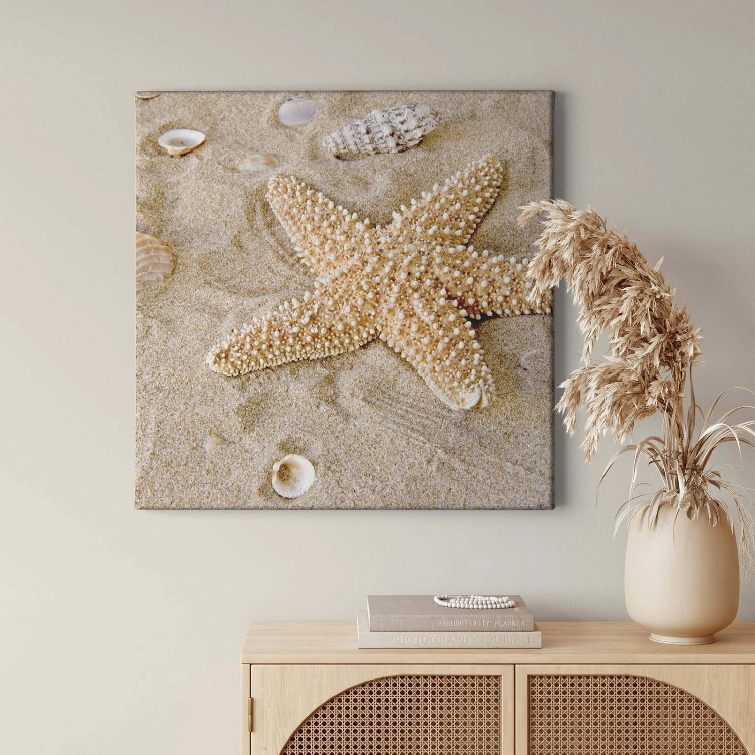 Bricoflor Maritimes Bild Mit Seestern Leinwand Bild Mit Strand Und Muscheln  Ideal Für Schlafzimmer Und Badezimmer Meer Wandbild In Beige Und Crème intended for Wandbilder Für Badezimmer