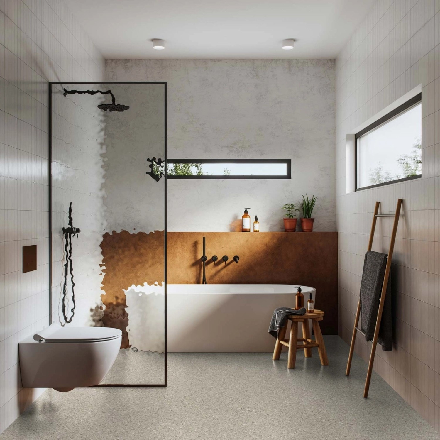 Bricoflor Terrazzo Vinyl Rollenware Steinoptik Hell-Grau Cv Bodenbelag Grau  200Cm X 850Cm for Badezimmer Boden Pvc