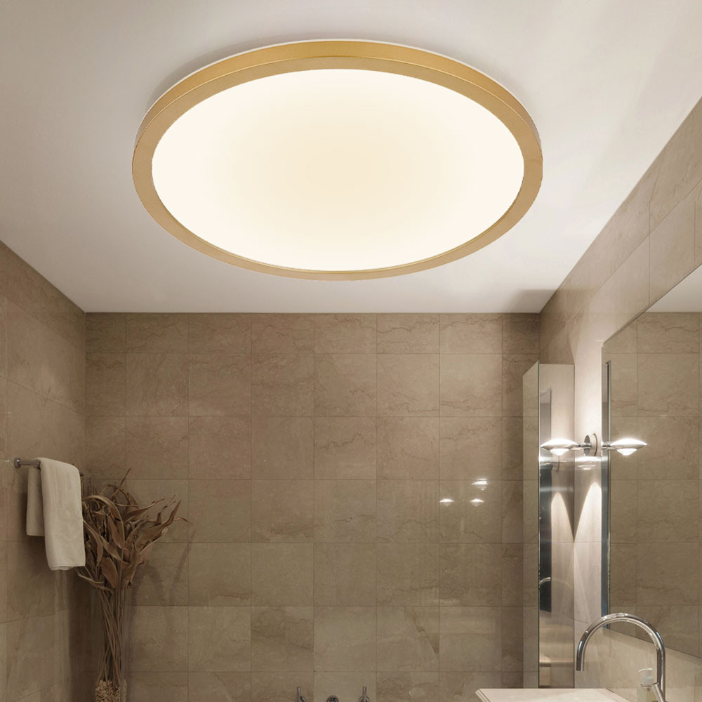 Deckenlampe Badezimmerleuchte Wohnzimmerlampe Moderne Deckenleuchte Led  Backlight, Ip44, Messing Opal, 1X Led 24W 2300Lm 3000K Warmweiß, Dxh 42X2,5 for Badezimmer Leuchte