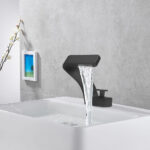 Easybuy Bad Waschbecken Mischbatterie Wasserfall Kupfer Schwarz Modernes  Design 13X3.5X15Cm G3/8 Zoll Deutsche Standard Keramik Spule Wabensprudler In Badezimmer Wasserhahn