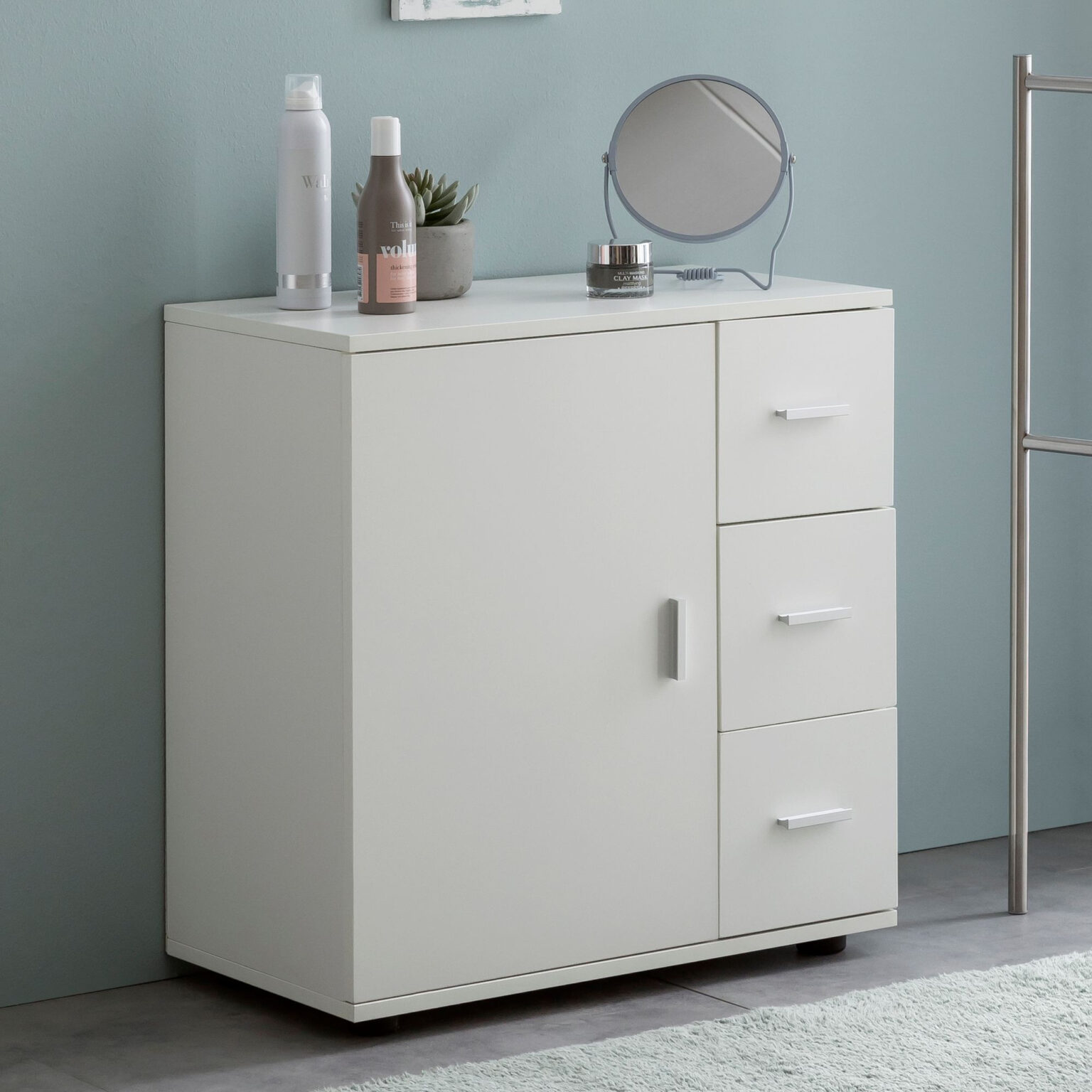 Finebuy Badschrank Fb52416 Midischrank Weiß Badezimmerschrank Matt Kommode regarding Badezimmer Kommode Weiß Hochglanz