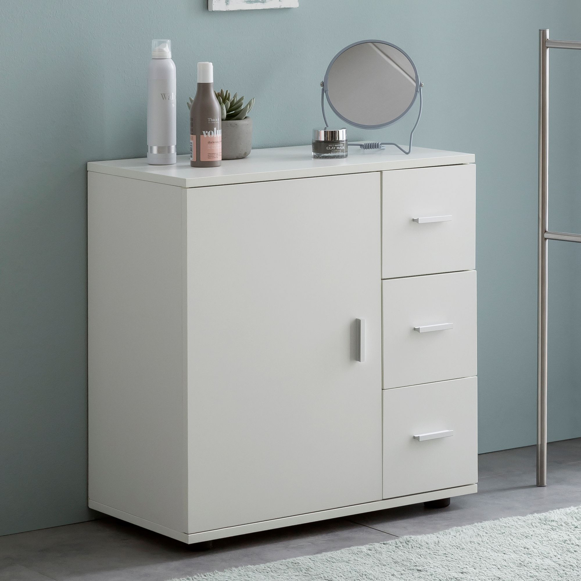 Finebuy Badschrank Fb52416 Midischrank Weiß Badezimmerschrank Matt Kommode regarding Badezimmer Kommode Weiß Hochglanz