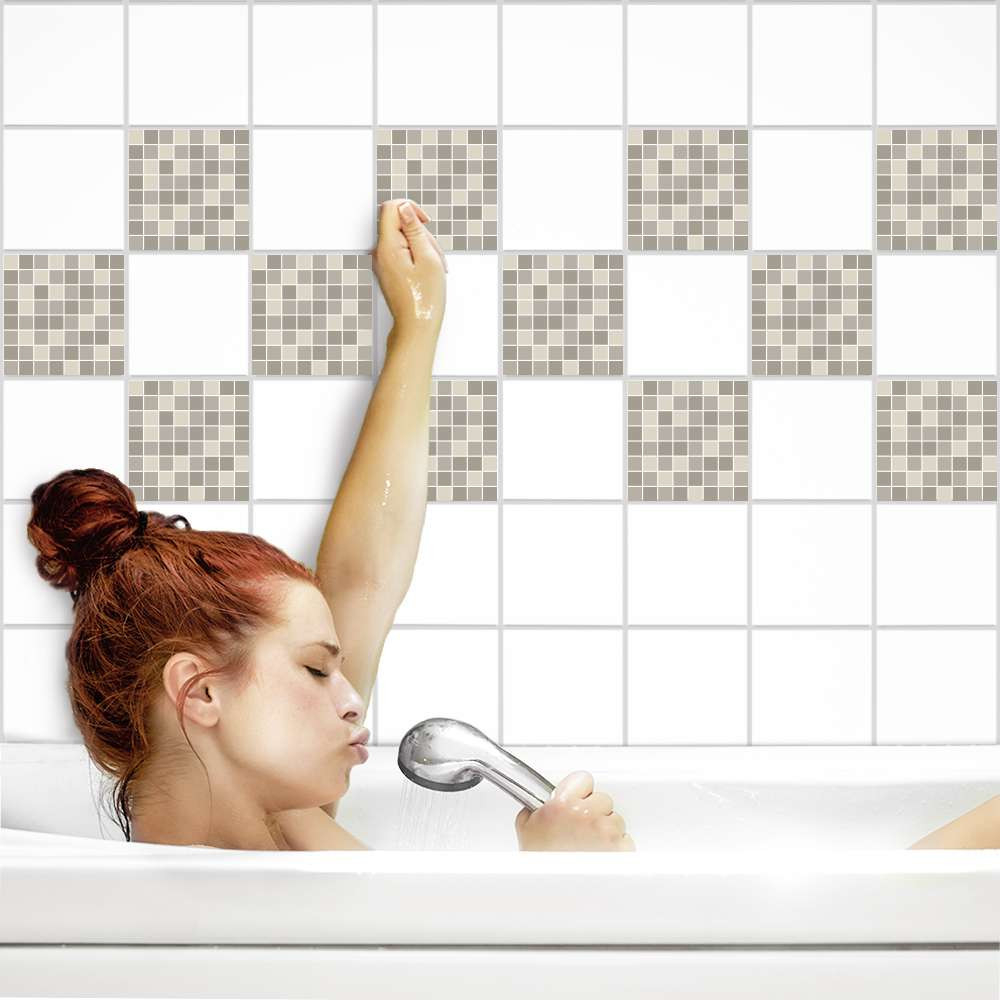 Fliesenaufkleber Mosaik Beige | Küche &amp; Bad | Bei Printyourhome with regard to Fliesenaufkleber Badezimmer