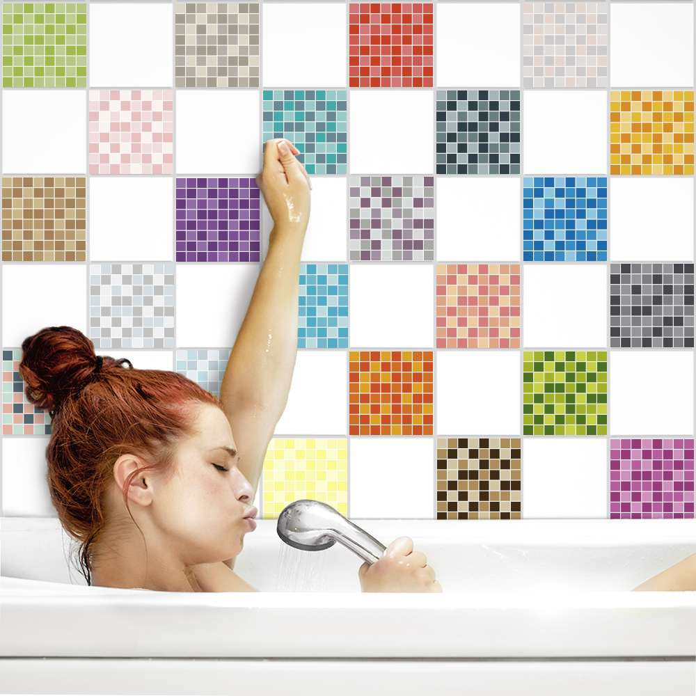 Fliesenaufkleber Mosaik Grau | Küche & Bad | Bei Printyourhome for Fliesenaufkleber Badezimmer