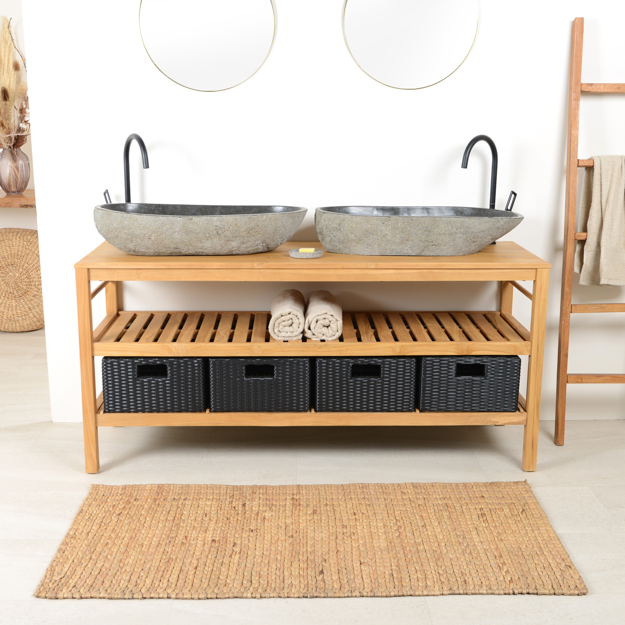 Holz-Waschtisch-Unterschrank 160 Cm Aus Teakholz Kaufen with Badezimmer Holz Waschtisch