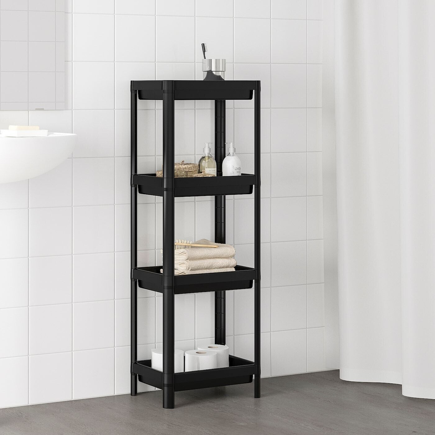 Ikea Vesken Regal Schwarz 37X23X101 37X23X101 Cm Ab 9,00 with regard to Ikea Regal Badezimmer