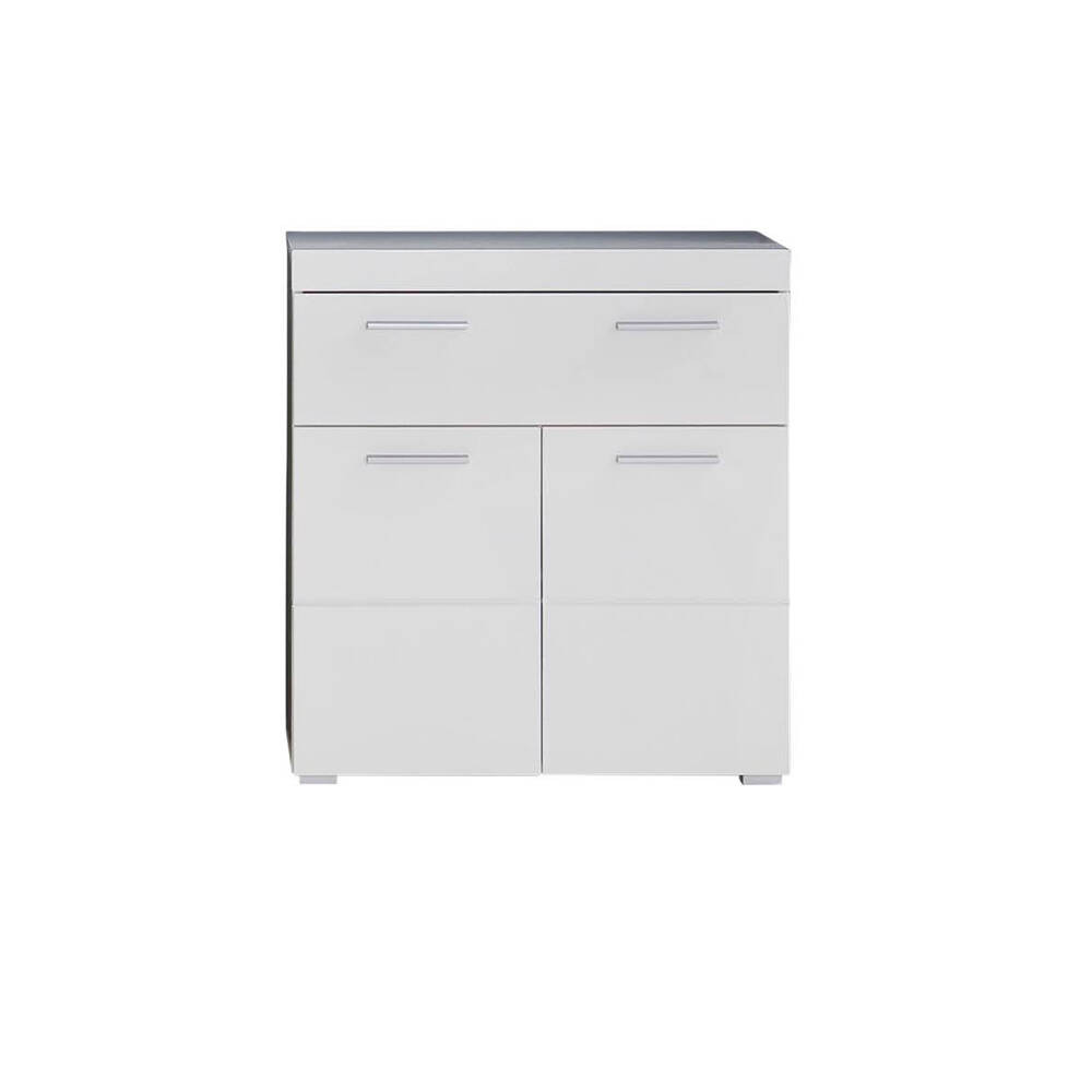 Kommode 73 Cm, In Weiß 1 Schubkasten Silber Griffe Altena pertaining to Badezimmer Kommode Weiß Hochglanz