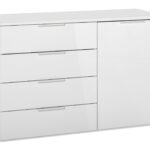 Kommode Weiß Hochglanz 120 X 82 Cm 4 Schubladen – Mundi Regarding Badezimmer Kommode Weiß Hochglanz