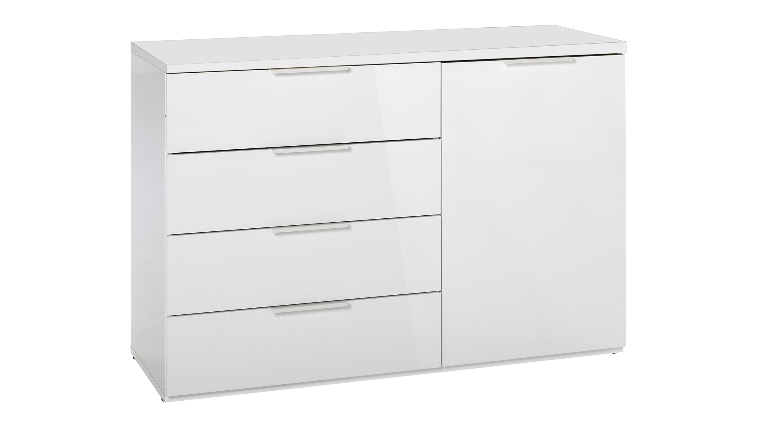 Kommode Weiß Hochglanz 120 X 82 Cm 4 Schubladen - Mundi regarding Badezimmer Kommode Weiß Hochglanz