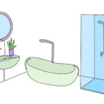 Kontinuierlich Einer Linie Zeichnung Stilvoll Badezimmer Mit Möbel Within Badezimmer Zeichnen