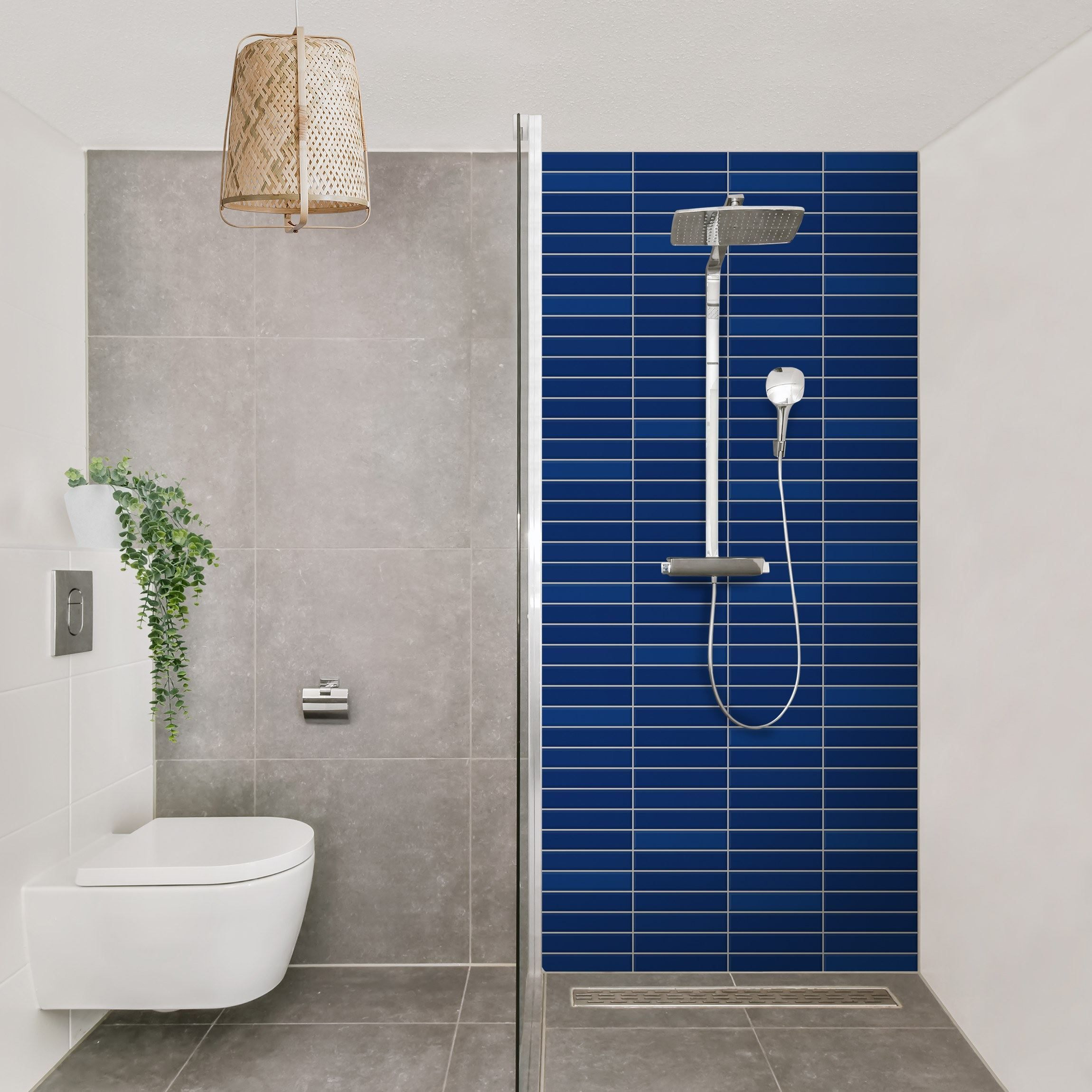 Metro Fliesen - Blau Duschrückwand in Badezimmer Blaue Fliesen