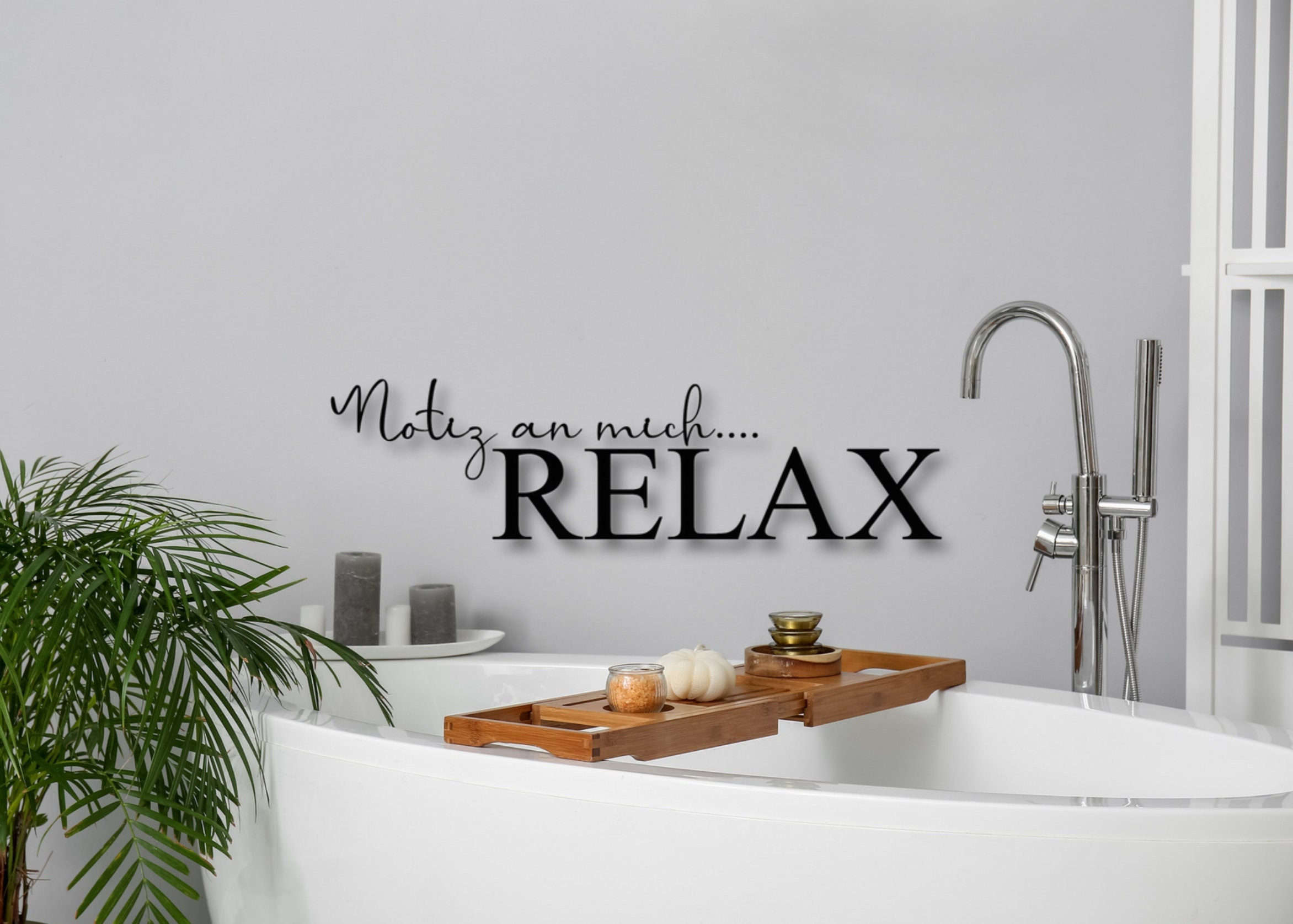 Schriftzug Aus Holz 3D - Notiz An Mich Relax - Deko Bad with regard to Wanddekoration Badezimmer