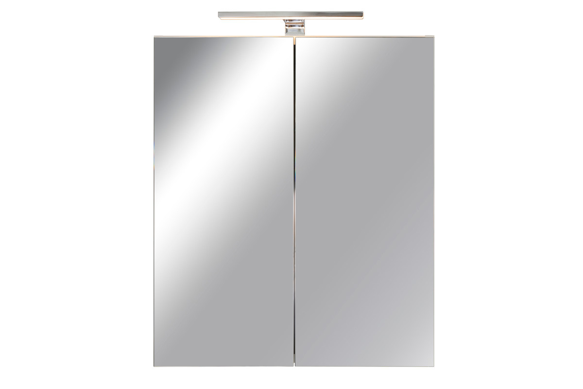 Spiegelschrank Bad, Breite: 60 Cm, Tür Doppel Verspiegelt Inkl. Led-Leuchte  Chrom Glanz pertaining to Badezimmer Spiegelschrank 60 Cm Breit