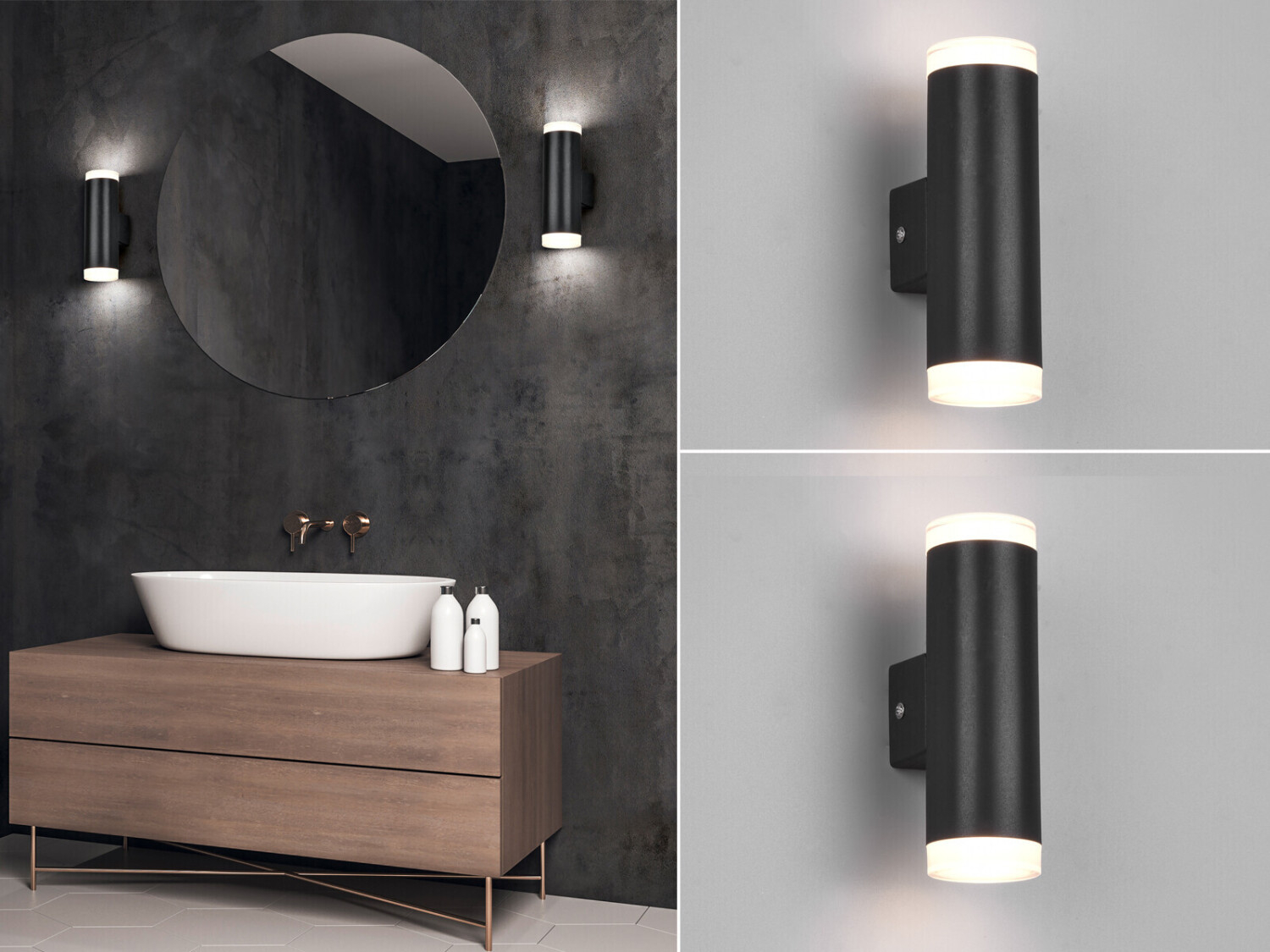 Trio Led Badezimmer Wandleuchte Set Schwarz Spiegelleuchte throughout Badezimmer Wandlampe
