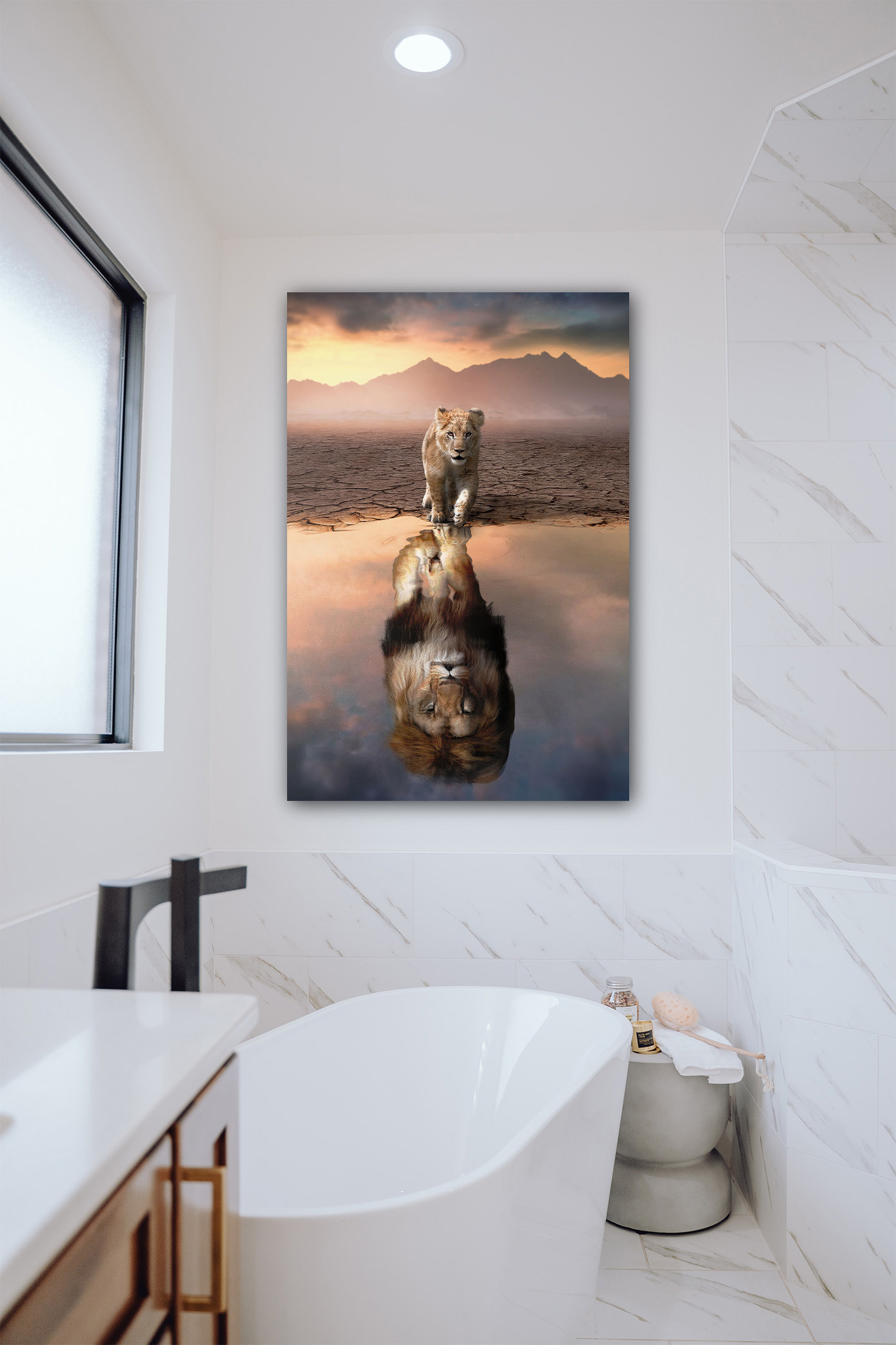 Wandbild Lion Reflection,, Tiere &amp; Natur | Bilderwelt Xxl throughout Wandbilder Für Badezimmer