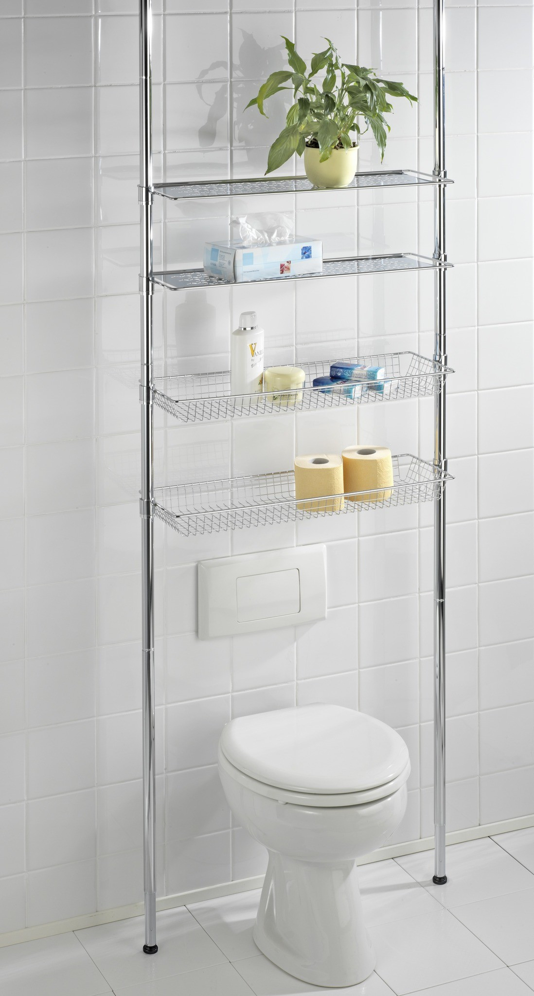 Wenko Teleskopregal Bolsena, Mit 2 Ablagen Und 2 Körben throughout Teleskopregal Badezimmer